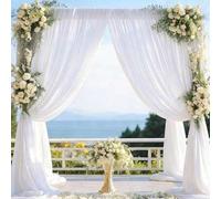 Shein 1 pieza Cortina blanca, cortina colgante, tela de fondo para fiesta, fondo, decoración de boda, pancarta de boda, suministros de boda, ducha nupcial,