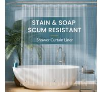Shein 1 pieza Cortina de ducha transparente y resistente al agua, anti-moho con ojales metálicos, para ducha y bañera, protege la cortina, ganchos no inclui