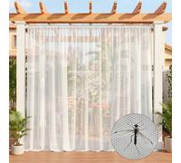 Shein 1 pieza Cortina de red mosquitera blanca para exteriores, tela de malla transparente transpirable decorativa, cortina de unicolor translúcido, altura