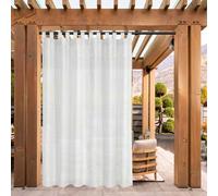 Shein 1 pieza Cortina exterior impermeable, adecuada para patio, anillos superiores desmontables para un fácil colgado y extracción, cortina con aislamiento