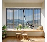 Shein 1 pieza Cortina transparente magnética, Pantalla de malla transpirable a rayas negras a prueba de mosquitos, Cortina magnética invisible para ventana,