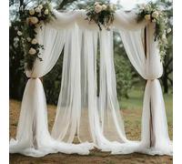 Shein 1 pieza Cortinas de gasa de tela blanca para boda, decoración de fondo para arcos de boda al aire libre, fiesta y ceremonia, adecuadas para techo, est