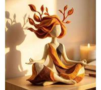 Shein 1 pieza Crecimiento Pacífico | Escultura de Armonía Interior - Escultura de Meditación, Escultura de Diosa Contemplando la Naturaleza, Escultura de Ar