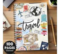 Shein 1 pieza Cuaderno de espiral estilo vintage con diseño de mapa , patrones completos de pasaporte, boletos y pegatinas. Perfecto para organizar planes d