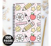 Shein 1 pieza Cuaderno espiral divertido de vuelta a la escuela, diario de viaje, cuaderno rayado para escuela y oficina, regalo del Día del Maestro, planif