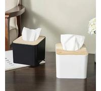 Shein 1 pieza Cubierta de caja de pañuelos cuadrada con porta pañuelos, caja de almacenamiento organizador para baño, tocador, encimera, mesita de noche, sa