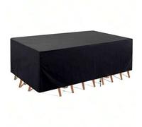 Shein 1 pieza Cubierta impermeable negra para muebles de jardín al aire libre para sofá, mesa y sillas, cubierta impermeable a prueba de polvo para escuela,