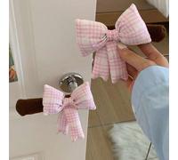 Shein 1 pieza Cubierta protectora de asa de puerta con lazo a cuadros con asa de punto, cubierta anticolisión y antiestatica con almohadilla térmica para el