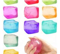 Shein 1 pieza Cubo de apretón colorido, pelota de estrés con forma de cubo de hielo de rebote lento, alivio sensorial del estrés, recuerdo de fiesta, cubo d