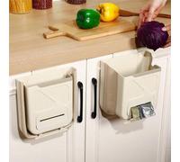 Shein 1 pieza Cubo de basura colgante plegable, adecuado para puertas de gabinetes de cocina, bote de compost de cocina de plástico de 5.7 litros, diseño co