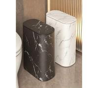 Shein 1 pieza Cubo de basura de mármol con tapa, para hogar, sala de estar, dormitorio, baño, desodorante, ranura estrecha, barril de almacenamiento de alto