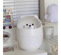Shein 1 pieza Cubo de basura pequeño, Papelera pequeña con tapa, Papelera de escritorio, Papelera de escritorio de plástico, Diseño de tapa abatible para ev