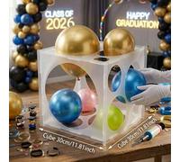 Shein 1 pieza Cubo medidor de globos de 2"-10" | Caja de medición de globos plegable con 11 agujeros | Calibrador de plástico para arcos de globos, columnas