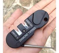 Shein 1 pieza Cuchillo de bolsillo 4 en 1 Afilador de herramientas al aire libre con diamante con afilador de tijeras Gancho de pesca Tungsteno Piedra de af