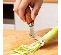 Shein 1 pieza Cuchillo de cebolleta con mango de madera, herramienta de corte eficiente y uniforme para especias y ajo, ideal para cocinar en casa y en rest