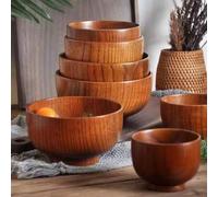 Shein 1 pieza Cuenco de madera de azufaifo hecho a mano para ensalada/arroz/sopa, disponible en varios tamaños