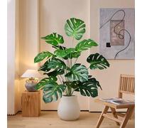 Shein 1 pieza de 40-65cm Planta artificial grande de Monstera, árbol de palma falso, hojas tropicales de tortuga falsas de plástico verde, hojas falsas de M