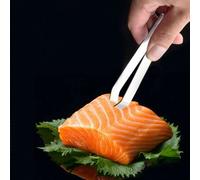 Shein 1 pieza de acero inoxidable hueso de pescado Pinzas Abrazadera para desplumar espinas de pescado para cocina