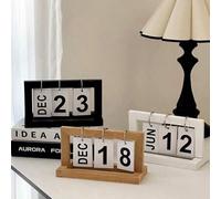 Shein 1 pieza de calendario perpetuo de tipo colgante y estilo moderno minimalista de madera, adorno de escritorio, regalo para festividades, calendario de