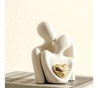 Shein 1 pieza Decoración de arte abstracto con forma de corazón, decoración de pareja abrazándose, adecuada para el hogar, dormitorio, oficina y espacio est