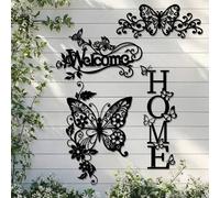 Shein 1 pieza Decoración de pared de mariposa de metal, Cartel de bienvenida de mariposa, Arte de pared de mariposa de hierro forjado, Decoración de pared i