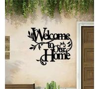 Shein 1 pieza Decoración de pared de metal "Bienvenido a casa", colgante de pared, letrero de bienvenida, decoración del hogar, decoración del porche y la s