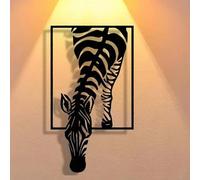 Shein 1 pieza Decoración de pared de metal con diseño de cebra minimalista y elegante, letrero de hierro artesanal para colgar en oficina, sala de estar, do