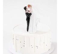 Shein 1 pieza Decoración de tarta de boda estilo occidental, muñeca de novio y novia como decoración de tarta, adornos de resina de feliz pareja de novios,
