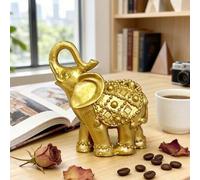 Shein 1 Pieza Decoración Del Hogar En Forma De Elefante Dorado De Estilo Europeo En Resina De Poliéster