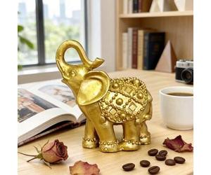 Shein 1 Pieza Decoración Del Hogar En Forma De Elefante Dorado De Estilo Europeo En Resina De Poliéster