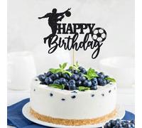 Shein 1 pieza Decoración para pastel con tema de fútbol, cartel de "Feliz Cumpleaños", decoración de pastel con jugador de fútbol, suministros para fiesta d