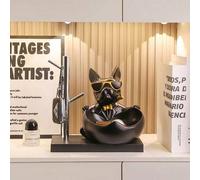 Shein 1 pieza Decoración personalizada para el hogar, Soporte para llaves/control remoto/aperitivos en la entrada, Bandeja decorativa con figura de Bulldog
