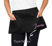 Shein 1 pieza Delantal de poliéster personalizado unisex con 3 bolsillos, diseño de cintura corta para cocina, hotel, restaurante, camareros, cocina, repost