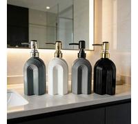 Shein 1 pieza Dispensador de jabón de lujo nórdico - Botella de loción de vidrio de alta calidad cuidadosamente diseñada. Este dispensador de jabón recargab