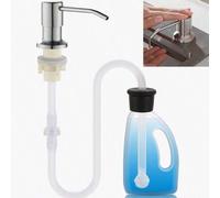 Shein 1 pieza Dispensador de jabón de níquel cepillado para fregadero de cocina, bomba de acero inoxidable para encimera con tubo de extensión, dispensador