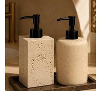 Shein 1 pieza Dispensador de jabón de vinilo duradero, botella con bomba recargable, botella de loción y jabón de manos para encimera, accesorio de baño a p