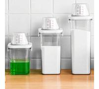 Shein 1 pieza Dispensador de líquido de lavandería transparente, minimalista y casual para uso diario en la decoración del baño del hogar en verano
