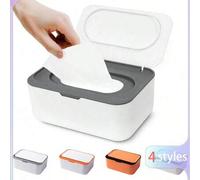 Shein 1 pieza Dispensador de toallitas, Caja de almacenamiento de pañuelos portátil, Contenedor recargable de toallitas con tapa de sellado, Mantiene las to