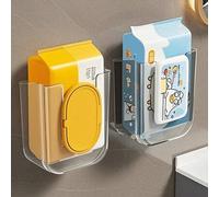 Shein 1 pieza Dispensador de toallitas húmedas autoadhesivo - Soporte de plástico duradero con abertura grande, almacenamiento de baño resistente al agua pa