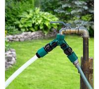 Shein 1 pieza Divisor de manguera de jardín de plástico de 3/4" de doble vía con grifo, conector de tubería de agua para riego, adecuado para paisajismo, ja