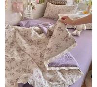 Shein 1 pieza Edredón delgado con ribete de encaje sin funda de almohada, edredón de aire acondicionado de verano, manta acolchada, estilo pastoral lindo, d