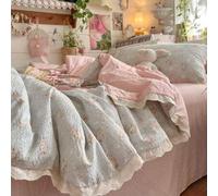 Shein 1 pieza Edredón delgado con ribete de encaje, sin funda de almohada, edredón de verano, edredón para aire acondicionado, manta acolchada, estilo pasto