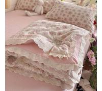 Shein 1 pieza Edredón delgado con ribete de encaje, sin funda de almohada, edredón de verano, edredón para aire acondicionado, manta acolchada, estilo pasto
