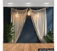 Shein 1 pieza Elegante cortina decorativa de macramé con borlas planas 2D - Cortina de borlas de poliéster hecha a mano, adecuada para bodas, cumpleaños, ev