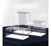 Shein 1 pieza Elegante gabinete de exhibición de acrílico transparente con puerta, caja de exhibición ensamblada - Solución de almacenamiento a prueba de po