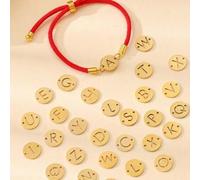 Shein 1 pieza Elegante y minimalista pulsera de acero inoxidable dorado con colgante de letra del alfabeto de 26 letras, pulsera con letra inicial, regalo a