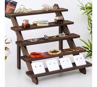Shein 1 pieza Elevador de exhibición de madera, Soporte de 3/4/5 niveles para aretes y anillos, Soportes para cupcakes estilo granja, Soporte de exhibición
