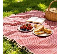 Shein 1 pieza Encantadora manta de picnic rectangular a cuadros rojos y blancos, adecuada para celebraciones del Día de San Valentín y Pascua, mantel de sed