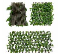 Shein 1 pieza Enrejado de hiedra artificial, planta artificial, valla expandible, enrejado de madera, enredadera de decoración de jardín, cerca de hojas de