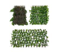 Shein 1 pieza Enrejado de hiedra artificial, planta artificial, valla expandible, enrejado de madera, vid de decoración de jardín, cerca de hojas de follaje